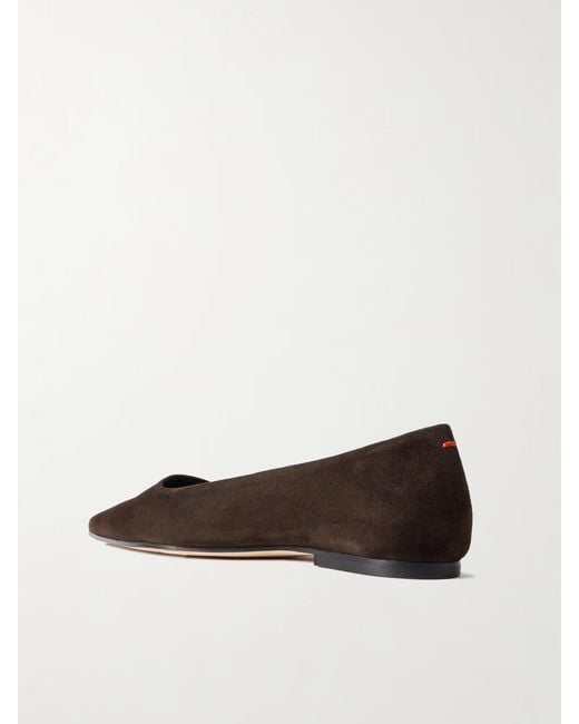 Aeyde Brown Solid Color Suede Ballet Flats