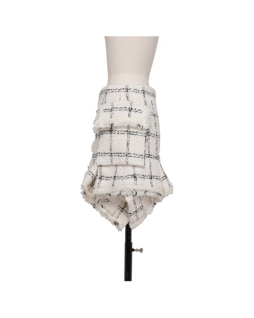 Sacai White Tweed Skirt