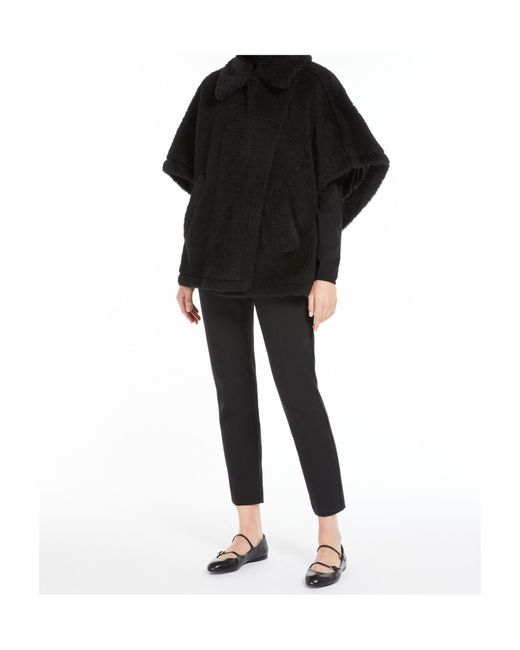 Max Mara Black Tebe Faux Fur Short-Sleeved Coat