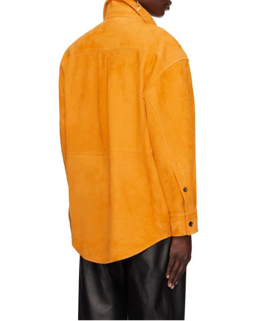 Bottega Veneta Orange Leather Shirt