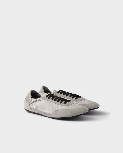 Prada Gray Collapse Re-Nylon Lace-Up Sneakers for men