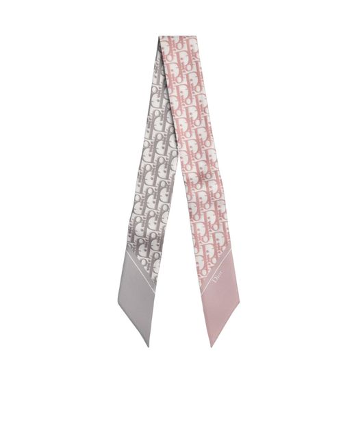 Dior White Oblique Print Skinny Scarf