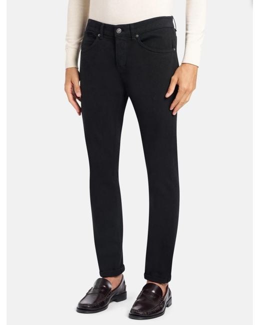 Dondup Black Cuffed-Hem Jeans for men