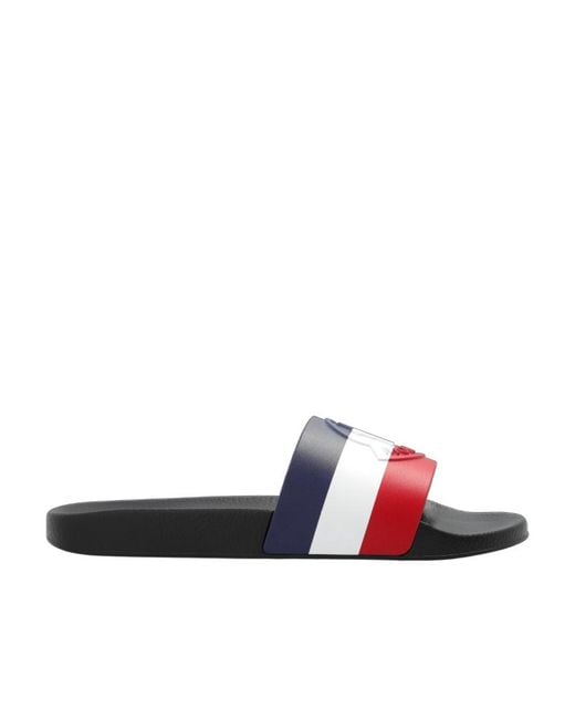 Moncler White Basile Logo Embossed Slides for men
