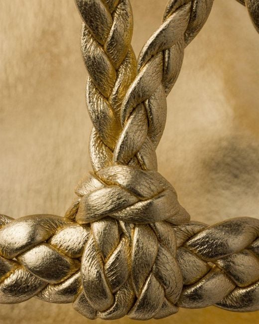 Prada Metallic Braided-Strap Flat Sandals