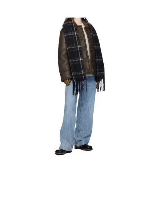 Our Legacy Black Checked Scarf for men