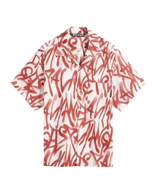 Palm Angels Red Graffiti-Detailed Short-Sleeved T-Shirt for men