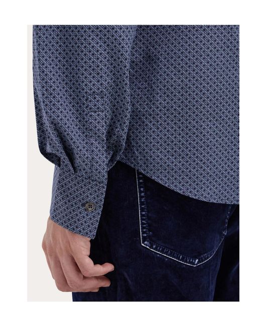 Ferragamo Blue Ferragamo Monogram-Pattern Button-Up Shirt for men