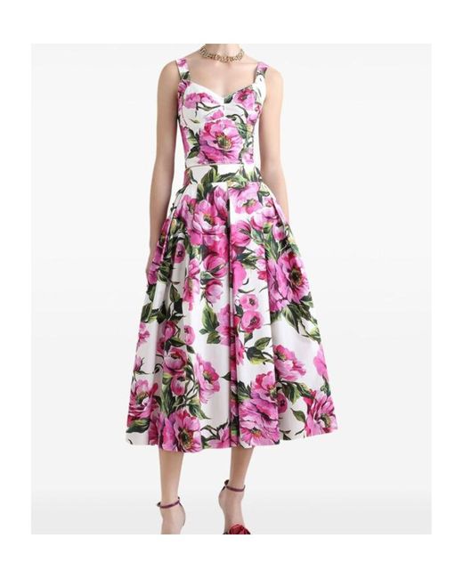Dolce & Gabbana Pink Peony-Print Bustier Top