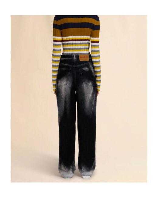 Marni Black Logo Patch Straight-Leg Jeans
