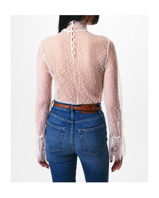 Chloé White Sheer Floral Lace Blouse