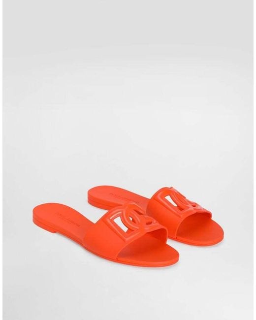 Dolce & Gabbana Red Logo Cut-Out Open-Toe Slides