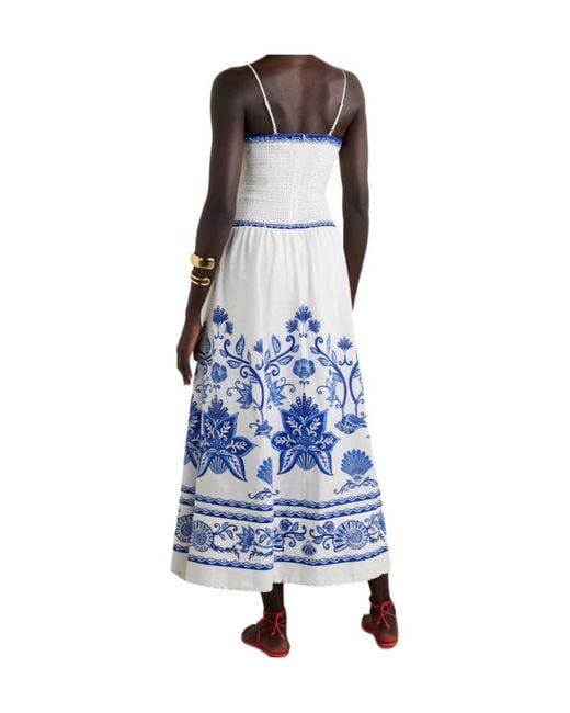 Farm Rio Blue Shell Garden Print Midi Dress