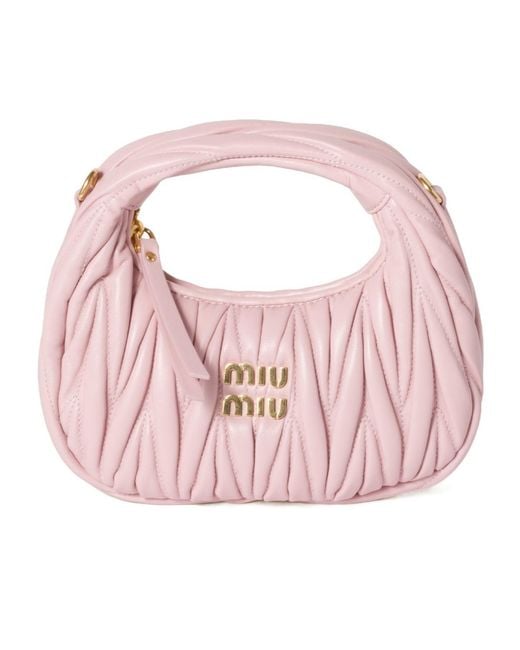 Miu Miu Pink Wander Matelassé Nappa Leather Hobo Mini-Bag
