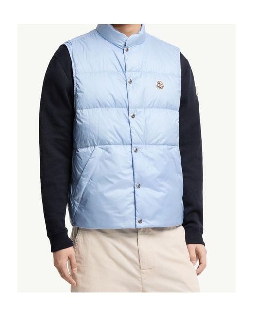 Moncler Blue Tuquerouye Logo Patch Puffer Gilet for men