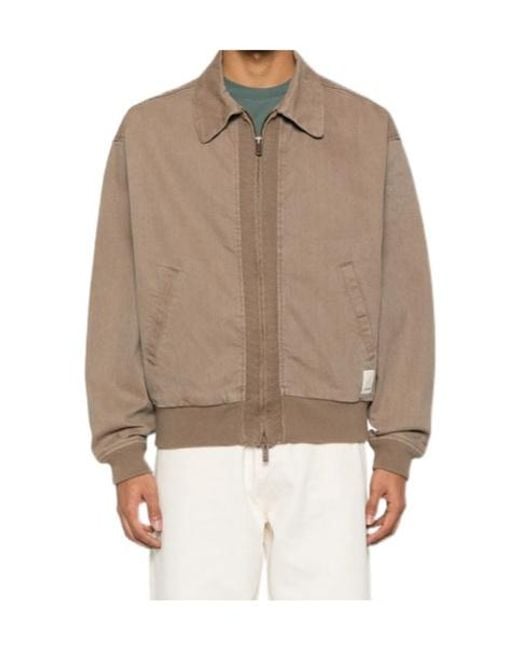 Emporio Armani Natural Zip-Up Long-Sleeved Denim Jacket for men