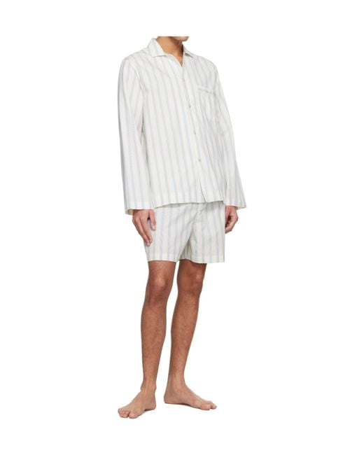Tekla White Drawstring Pajama Shorts for men