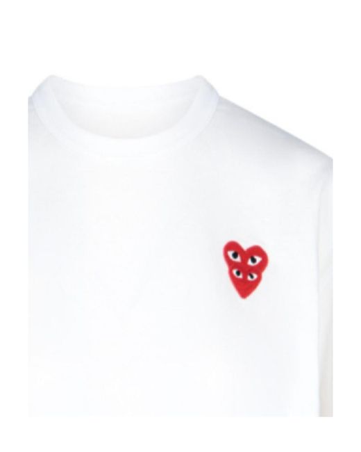 COMME DES GARÇONS PLAY White Comme Des Garçons Play Overlapping Hearts Logo Embroidered Long-Sleeved T-Shirt for men