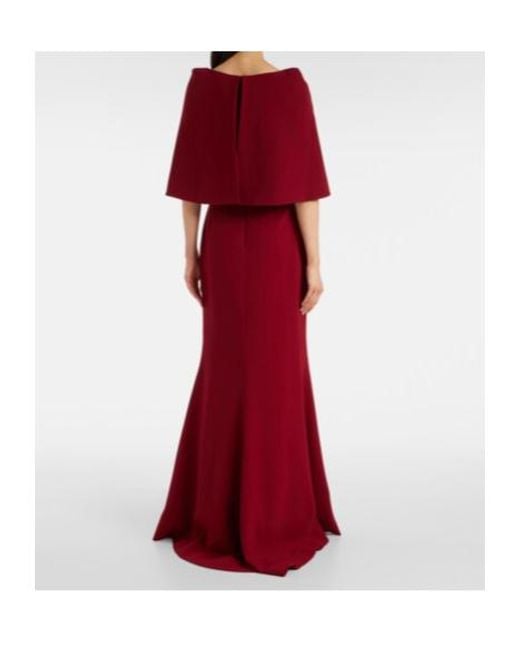 Elie Saab Red Caped Cady Gown