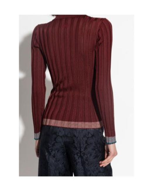 Etro Purple Pegaso Button Ribbed Polo Shirt