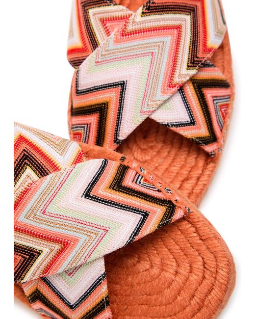 Missoni Red Harlow Zigzag Lamé Espadrille Sliders