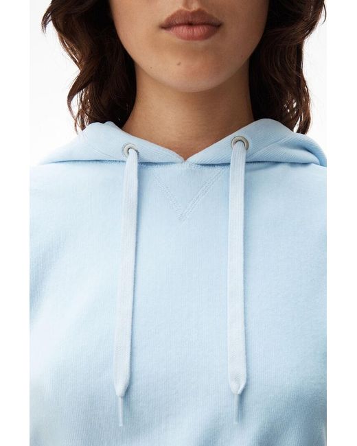 Alexander Wang Blue Cropped Corduroy Hoodie