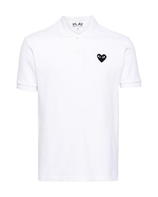 Comme des Garçons White Comme Des Garçons Play Logo-Appliqué Short-Sleeved Polo Shirt for men