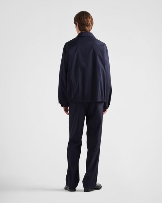 Prada Blue Stretch Poplin Pants for men