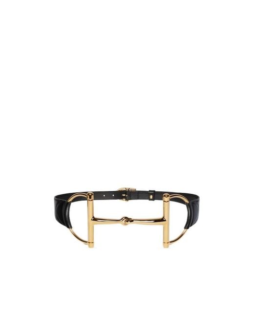 Gucci Black Oversized Horsebit Wide Belt