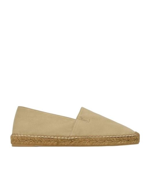 Saint Laurent Natural Logo Embroidered Slip-On Espadrillas