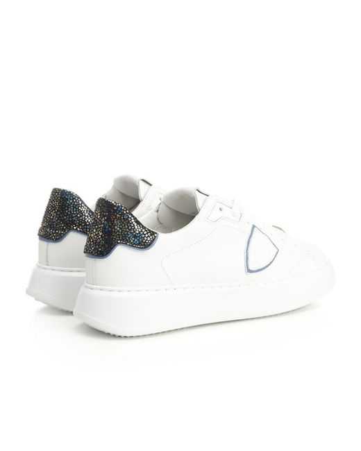 Philippe Model White Logo Lace-Up Low-Top Casual Shoes