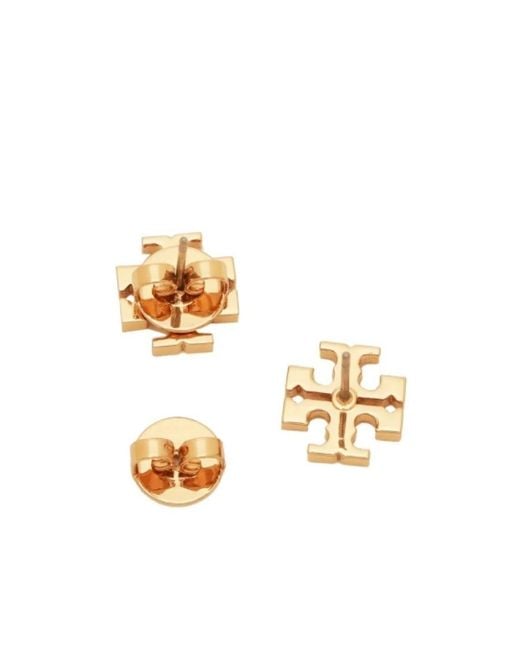 Tory Burch Metallic Double T-Motif Polished Finish Earrings
