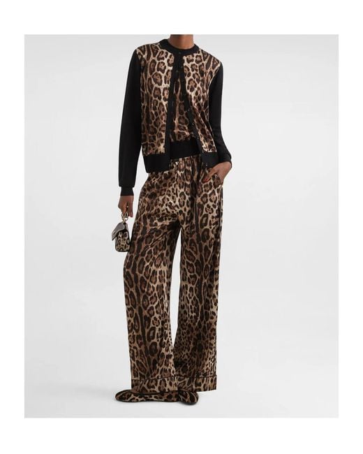 Dolce & Gabbana Black Leo-Print Wool Cardigan