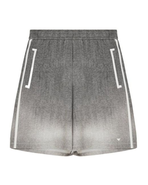 Emporio Armani Gray Logo Embroidered Shorts for men