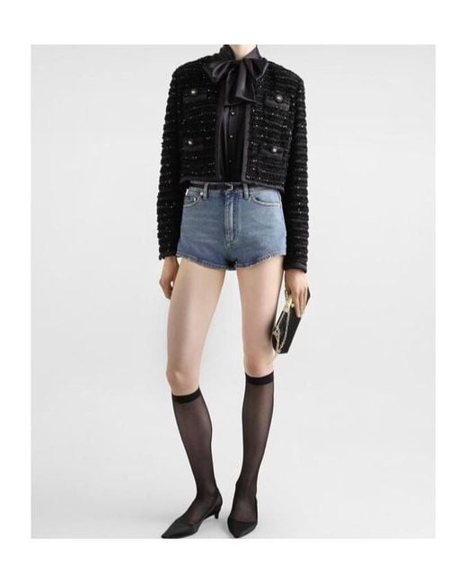 Dolce & Gabbana Black Sequin Embellished Single-Breasted Tweed Jacket