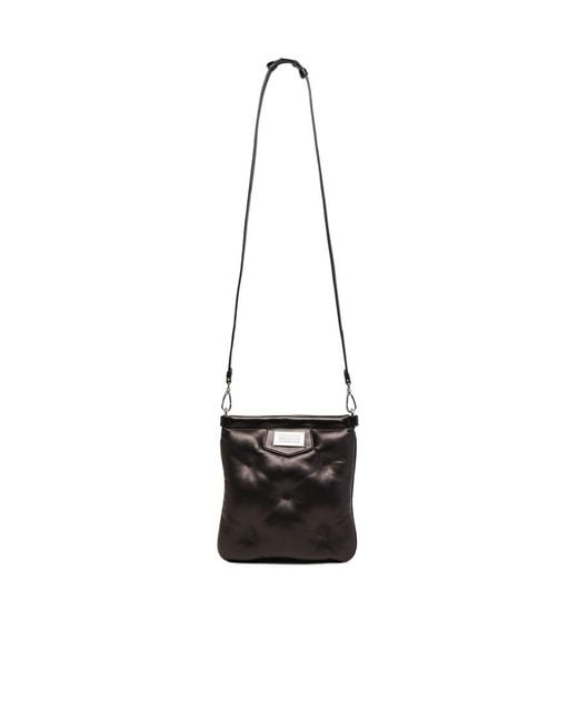 Maison Margiela Black Quilted Logo Patch Messenger Bag