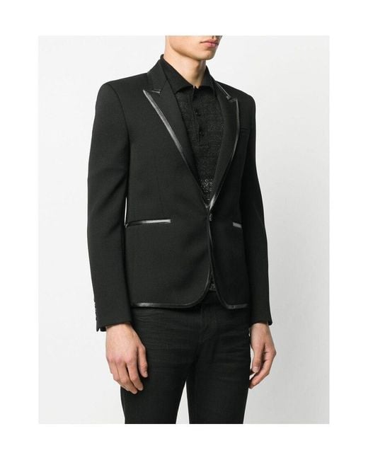 Saint Laurent Black Contrast Trim Blazer for men