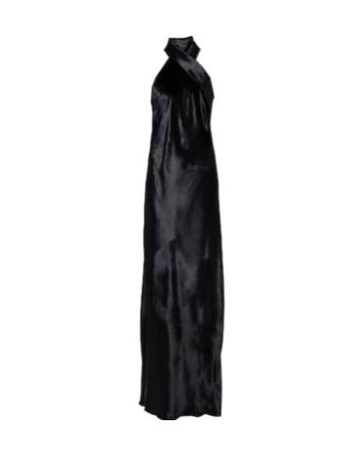 Galvan Black Pandora Halterneck Satin Gown