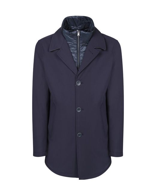 Herno Blue Double Layered High Neck Jacket for men