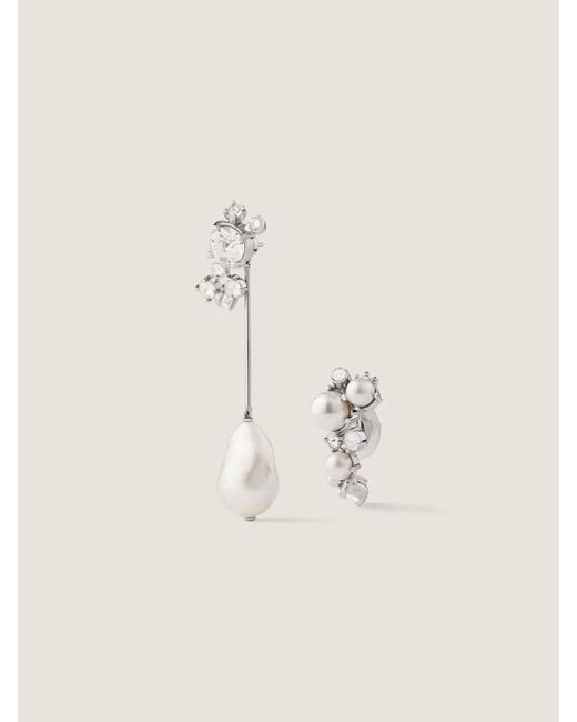 Givenchy White Embellished Asymmetric Earrings