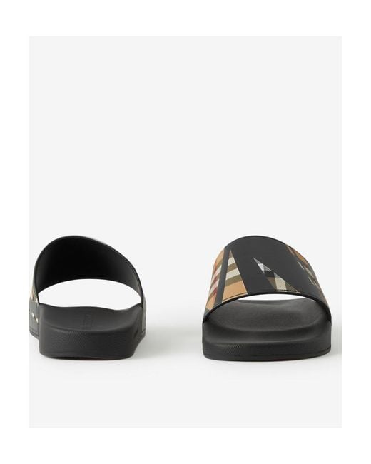 Burberry White Vintage Check Sliced-Print Slides for men
