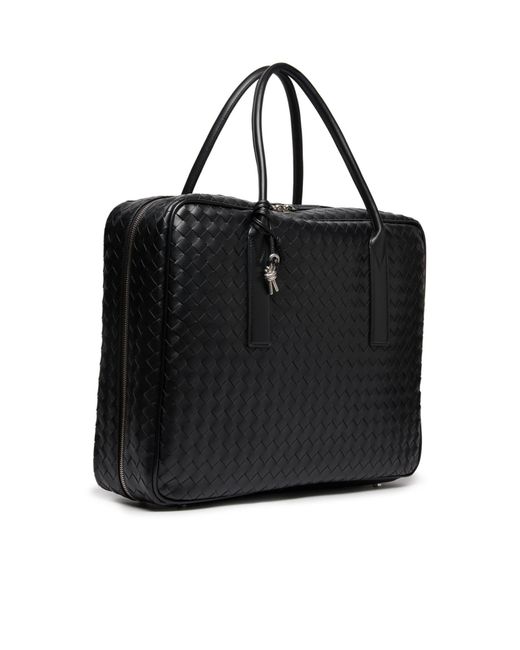 Bottega Veneta Black Getaway Logo Briefcase for men