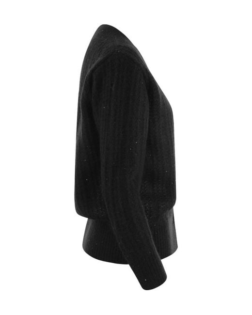 Fabiana Filippi Black Sequin-Embellished V-Neck Cardigan
