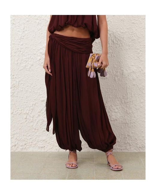 Zimmermann Purple Luna Draped Harem Pants