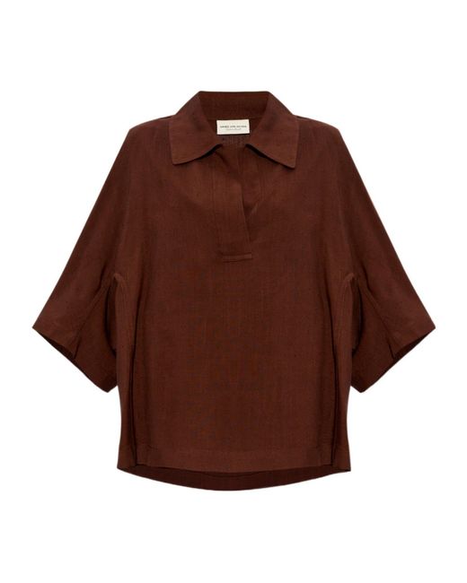 Dries Van Noten Brown Short-Sleeved Oversized Top