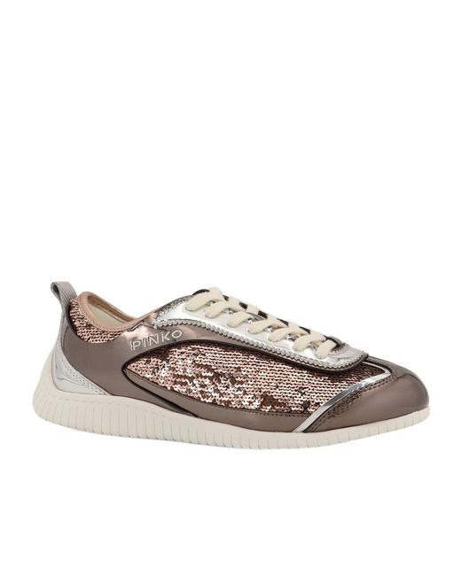 Pinko Brown Reby 10 Sneakers With Sequins