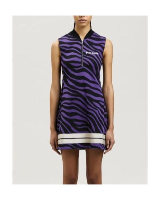 Palm Angels Blue Zebra-Print Shift Minidress