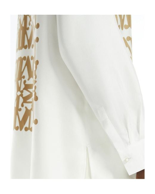 Max Mara White Logo Printed Long-Sleeved Shirt