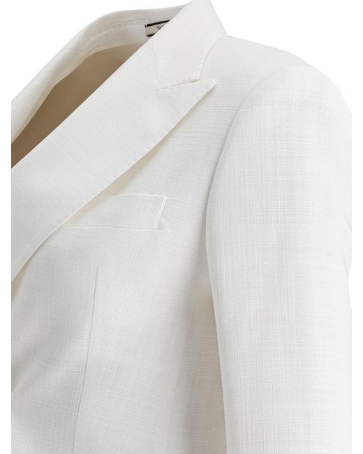 Tagliatore White Double-Breasted Tailored Jacket
