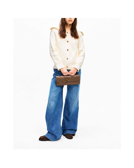 Bottega Veneta Brown Woven Sheepskin Clutch